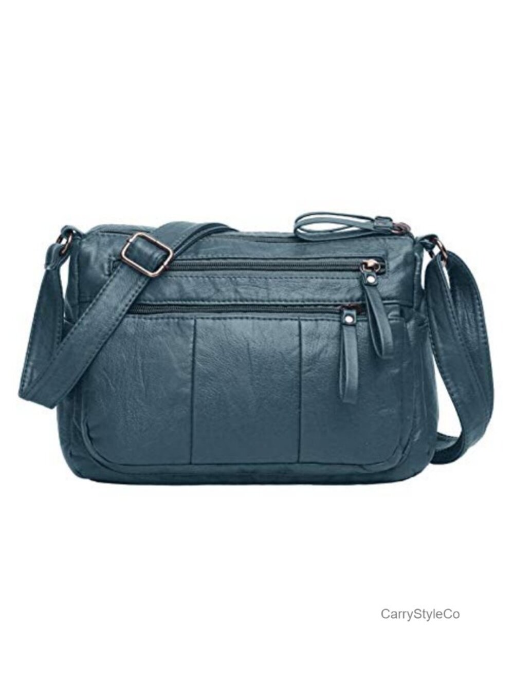 Soft PU Leather Crossbody Shoulder Bag with Multiple Pockets, Zipper Closure,